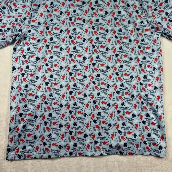 Barstool Sports Golf Polo Shirt Mens M‎ Blue Performance All Over Print - Picture 10 of 12